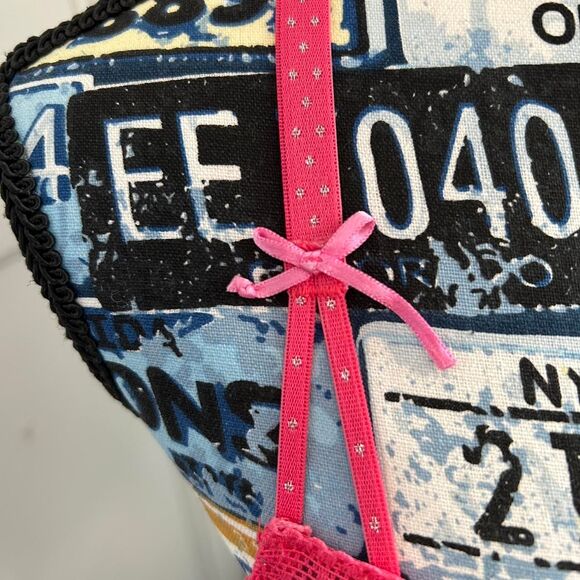 Y2K Style Betsey Johnson Hot Pink Striped Polka Dot Micro Mesh Bra w Bows - Picture 3 of 6